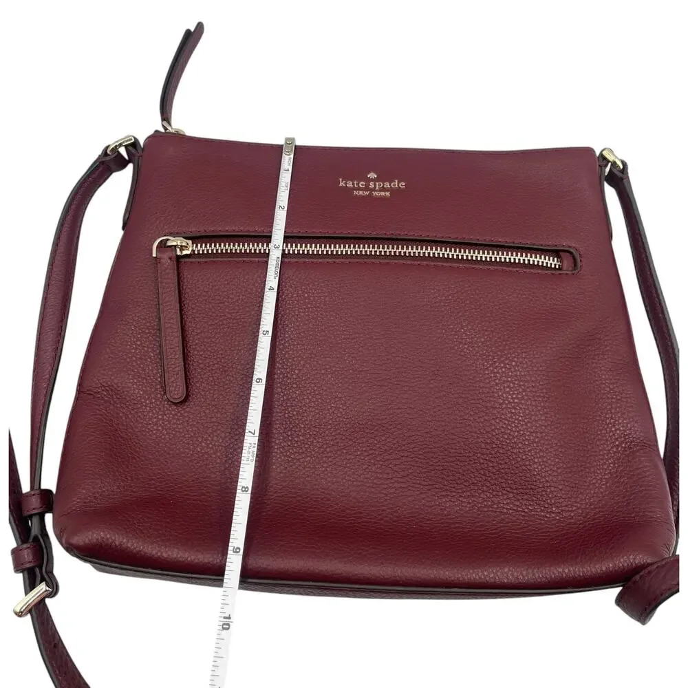 Kate Spade Crossbody Bag Jackson Top Zip Pebbled Leather Burgundy